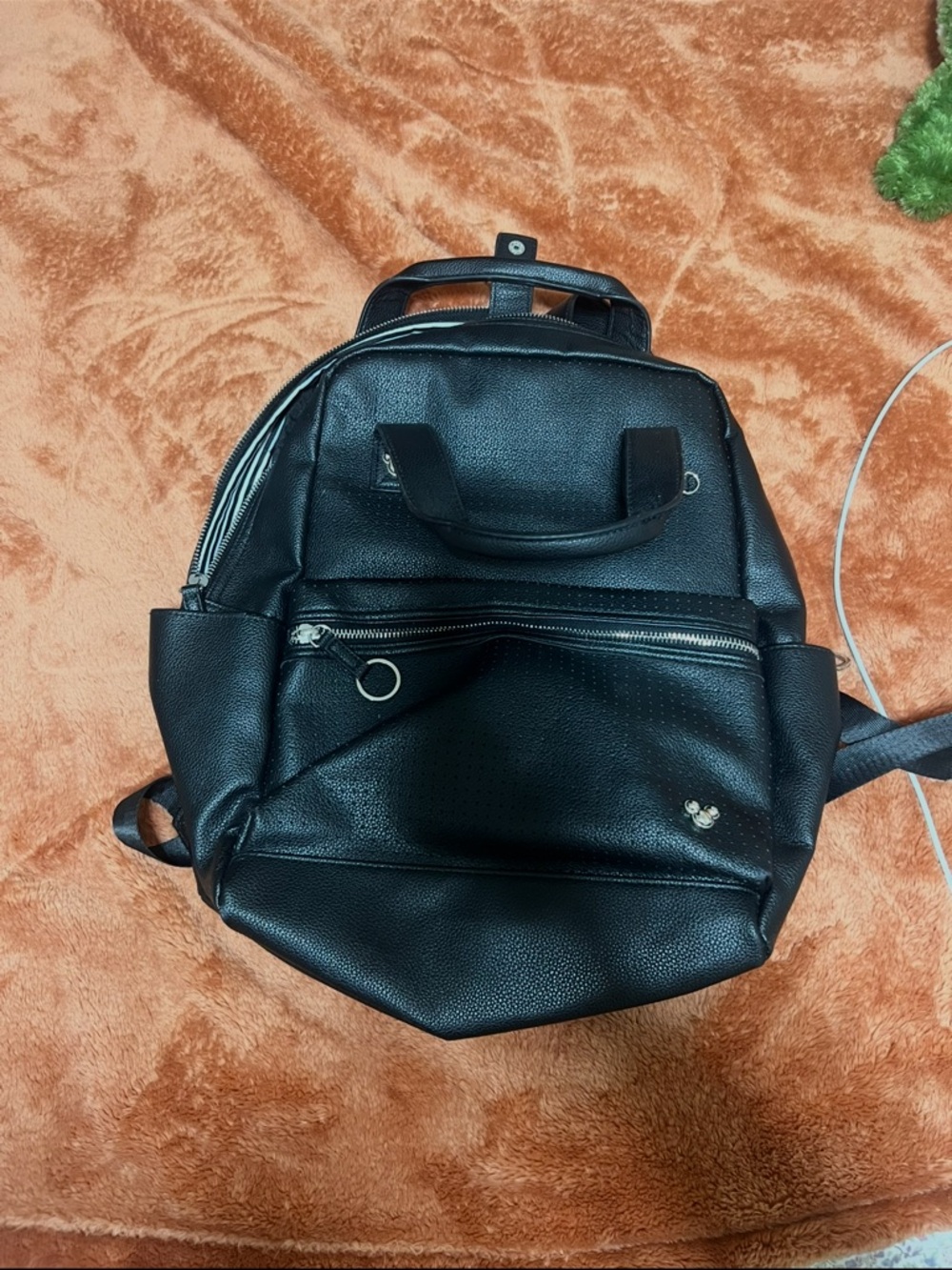 Black leather Disneyland laptop bag pin compatible